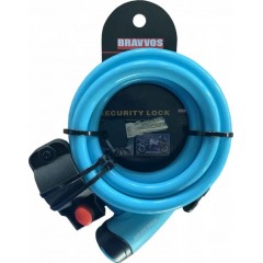 Замок тросиковий BRAVVOS LOC-065-110 пiд ключ 12х1500 мм блакитний