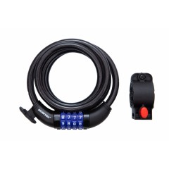 Замок тросиковий BRAVVOS LOC-125-135 з кодом 10х1500 мм, чорний