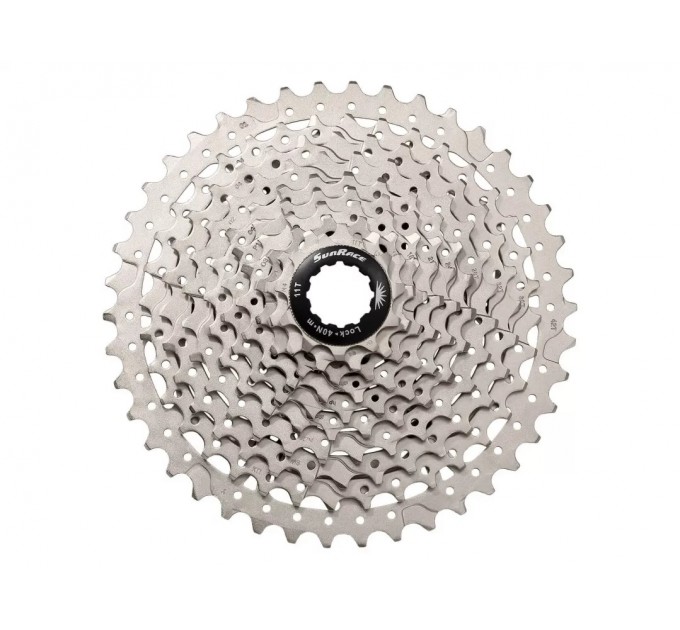 Касета інд. 10-k 11-42T SUN RACE MTB MS2 сталевий павук, Metallic Silver