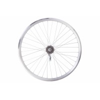 Колесо задн. VLT 26" AL 36H двуст. дорожн. серебряное; Втулка тормозная VELOSTEEL (Чехия) на гайках