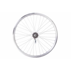 Колесо задн. VLT 26" AL 36H двост. дорожн. silver; Втулка гальмівна VELOSTEEL (Чехія) на гайках