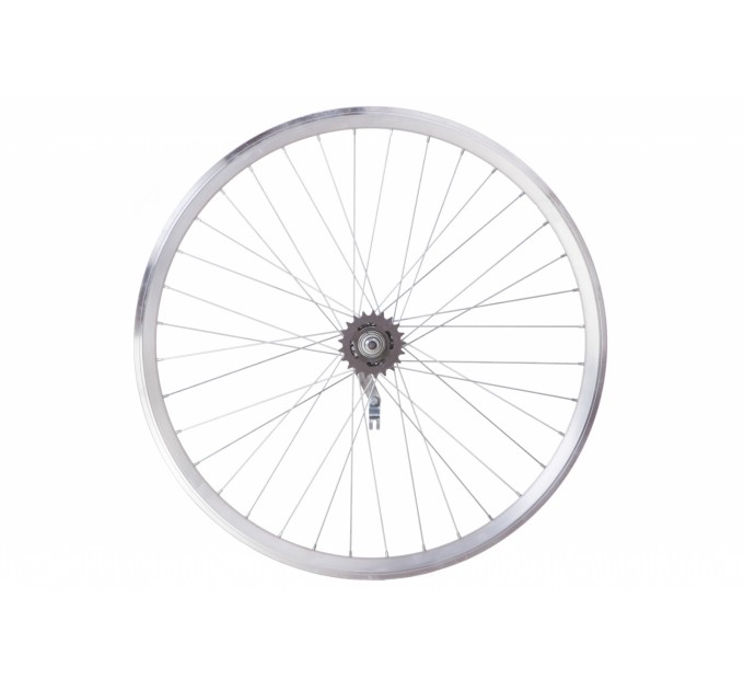 Колесо задн. VLT 26" AL 36H двост. дорожн. silver; Втулка гальмівна VELOSTEEL (Чехія) на гайках