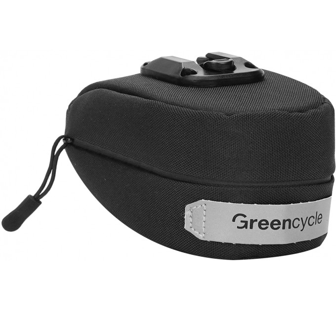 Сумка підсідельна Green Cycle Clipo, чорна, 14,2х8х6,4 см, зі світловідбивачем, на рейли