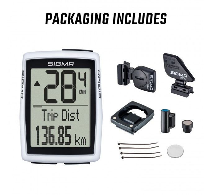 Велокомп'ютер бездротовий Sigma Sport BC 12.0 WL/CAD, білий