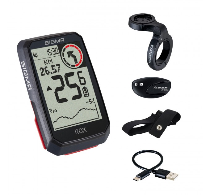 Велокомп'ютер бездротовий Sigma Sport ROX 4.0 Black HR Set, чорний
