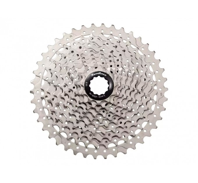 Касета інд. 10-k 11-46T SUN RACE MS2 MTB, сталевий павук, Metallic Silver
