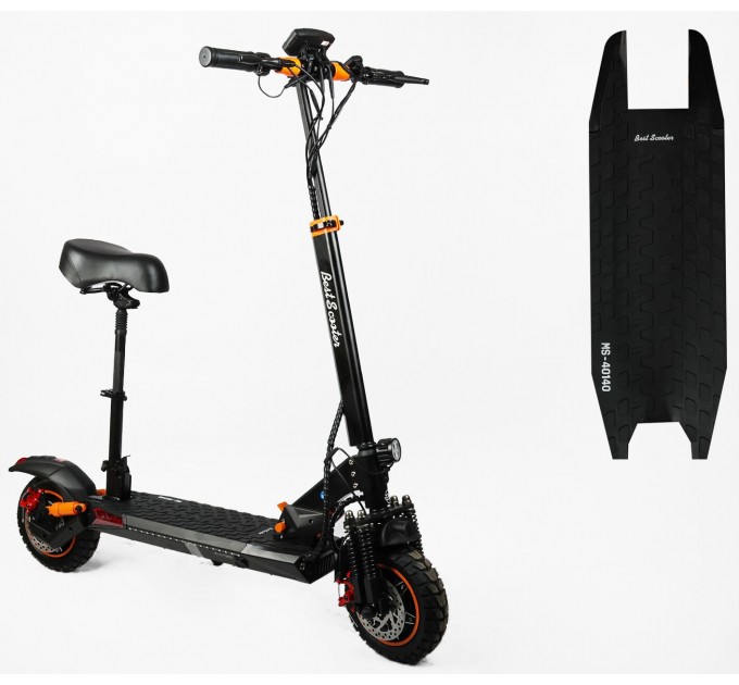 Скутер 10" Best Scooter з сидінням 48V 17.5Ah 2х1200W 2026 чорно-помаранчевий