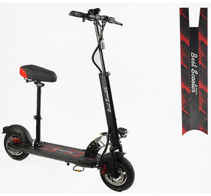 Скутер 10" Best Scooter з сидінням 48V 13Ah 800W 2026 чорно-червоний