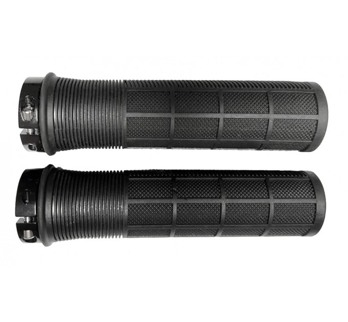 Гріпси Green Cycle GGR-415 130mm чорні, з одним чорним замком Гріпси Green Cycle GGR-415 130mm чорні, з одним чорним замком