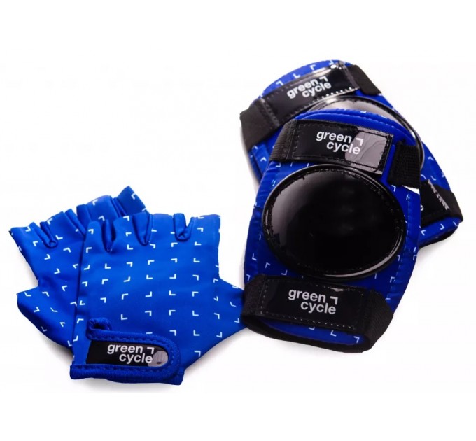 Захист для дітей Green Cycle FLASH наколінники, налокітники, рукавички, синьо-білий