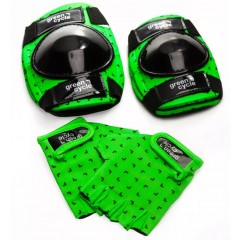 Захист для дітей Green Cycle FLASH наколінники, налокітники, рукавички, зелено-чорний