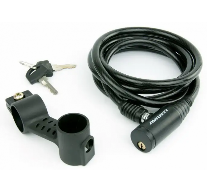 Замок тросиковий AVANTI AGL-102 під ключ 10x1000 мм, чорний