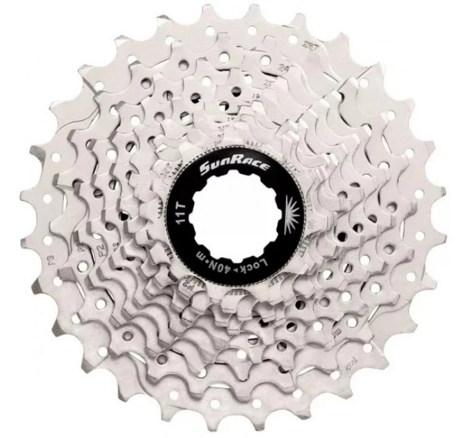 Касета інд. 10-k 11-28T SUN RACE RS1 сталевий павук, Metallic Silver