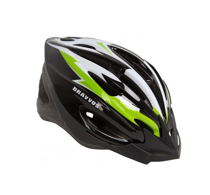 Шолом велосипедний HEL126 чорно-біло-салатовий