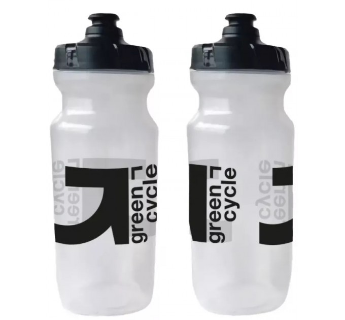 Фляга 0,6 Green Cycle GBT-516 с увеличенным клапаном, прозрачная с черным
