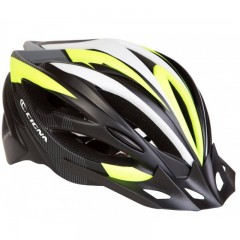 Шолом велосипедний з козирком CIGNA WT-068 чорно-біло-салатний