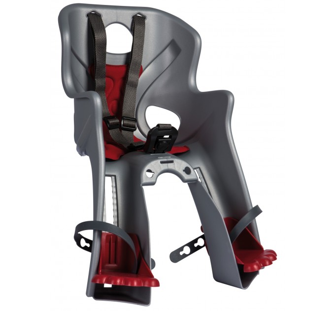 Дитяче крісло переднє Bellelli Rabbit B-fix до 15кг, сріблясте з червоною підкладкою Дитяче крісло переднє Bellelli Rabbit B-fix до 15кг, сріблясте з червоною підкладкою