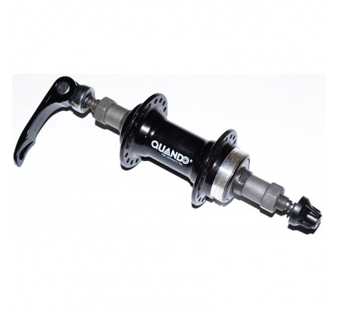 Втулка задня Quando KT-A12R 32H 6/7 шв., алюміній, ексцентрик., V-Brake, різьбова, чорна