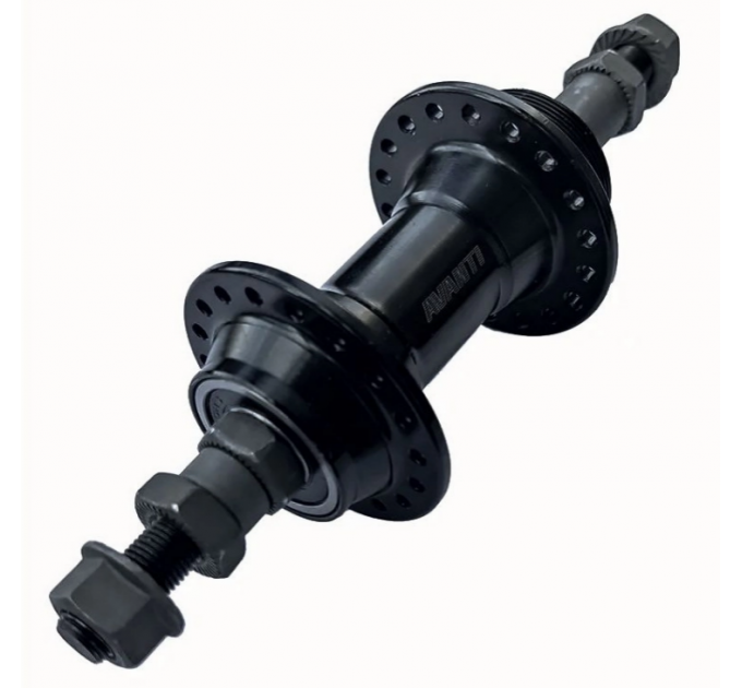 Втулка задня Avanti AV-02R 36H алюміній, пром.підшипн., гайка, V-Brake, різьбова 6/7 шв. чорна