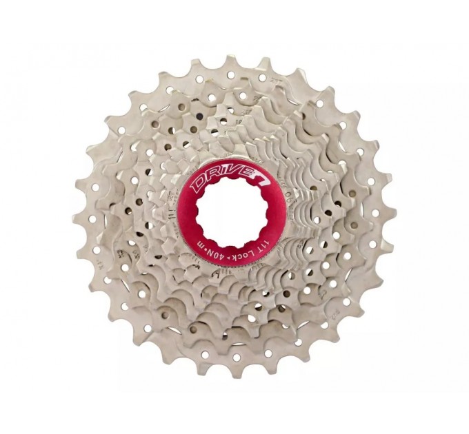 Касета інд. 10-k 11-25T SUN RACE RX алюмінієвий павук, локрінг і спейсери, Metallic Silver