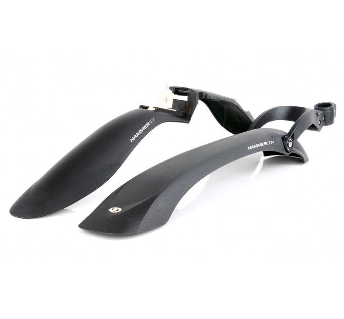Комплект крыльев 24"-29" SIMPLA Hammer SDE, крепление заднего крыла хомутом на 2 болта, черные с белым
