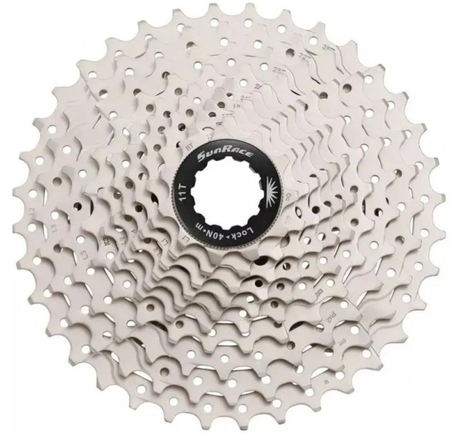 Касета інд. 10-k 11-36T SUN RACE MS MTB, алюмінієвий павук, Metallic Silver