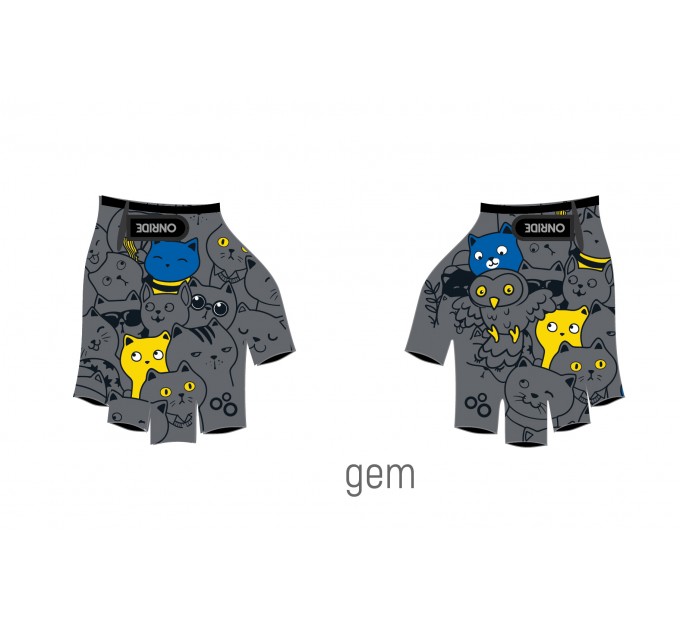 Рукавички ONRIDE Gem Котики, дитячі, 9-10р, сіро-синьо-жовтий