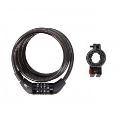 Замок тросиковий Green Cycle GLK-120 з кодом, в силіконовій обоймі+кріплення 10х1500 мм, чорний