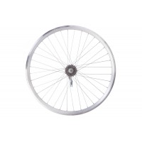 Колесо задн. VLT 28" AL 36H двост. дорожн. silver; Втулка гальмівна VELOSTEEL (Чехія) на гайках