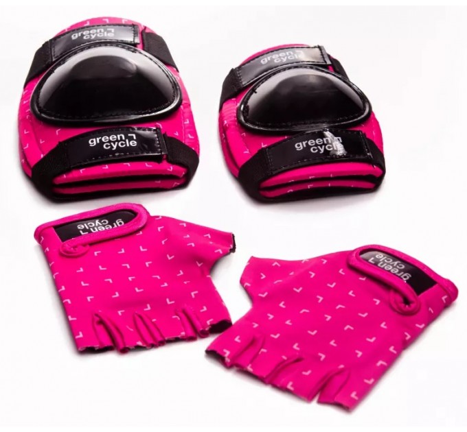 Захист для дітей Green Cycle MIA наколінники, налокітники, рукавички, рожево-білий