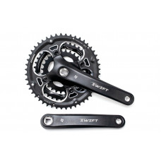 Шатун PROWHEEL SWIFT-201P AL L175мм 28-38-48Т під квадрат, чорний зі сріблястим