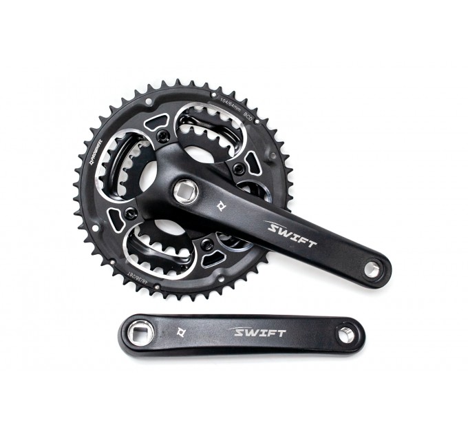 Шатун PROWHEEL SWIFT-201P AL L175мм 28-38-48Т під квадрат, чорний зі сріблястим