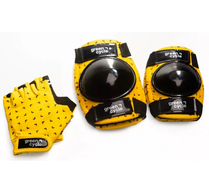 Захист для дітей Green Cycle FLASH наколінники, налокітники, рукавички, жовто-чорний