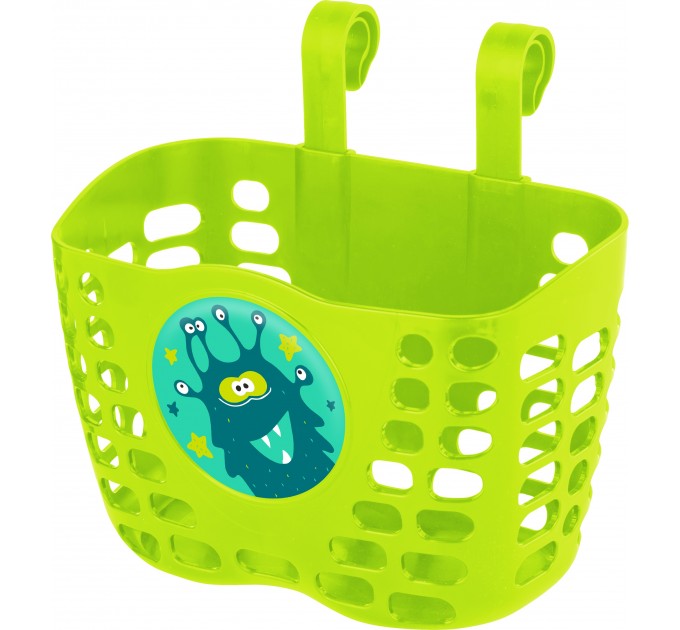 Кошик дитячий KLS Buddy Монстрик пластиковий на кермо зелений