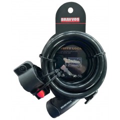 Замок тросиковий BRAVVOS LOC-065-110 під ключ 12х1500 мм, чорний