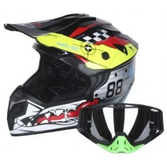 Шолом VIRTUE MD-911 білий з кольоровою графікою + окуляри